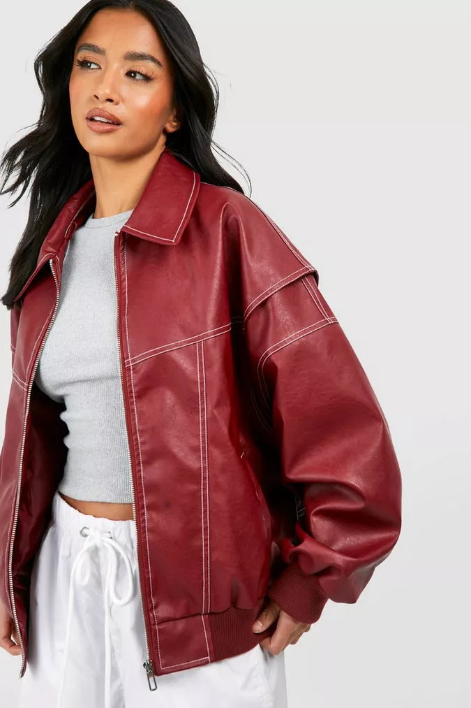 Veste Oversize Femme Avec Fermeture Zippée – Style Moderne Décontracté