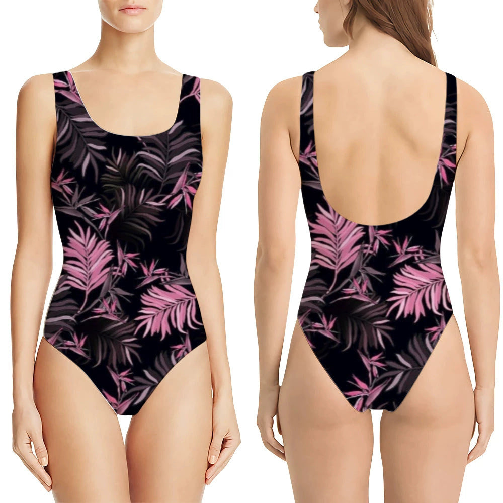 Maillot de Bain Femme Une Pièce Effet Sculptant Imprimé 3D Moderne Élégant