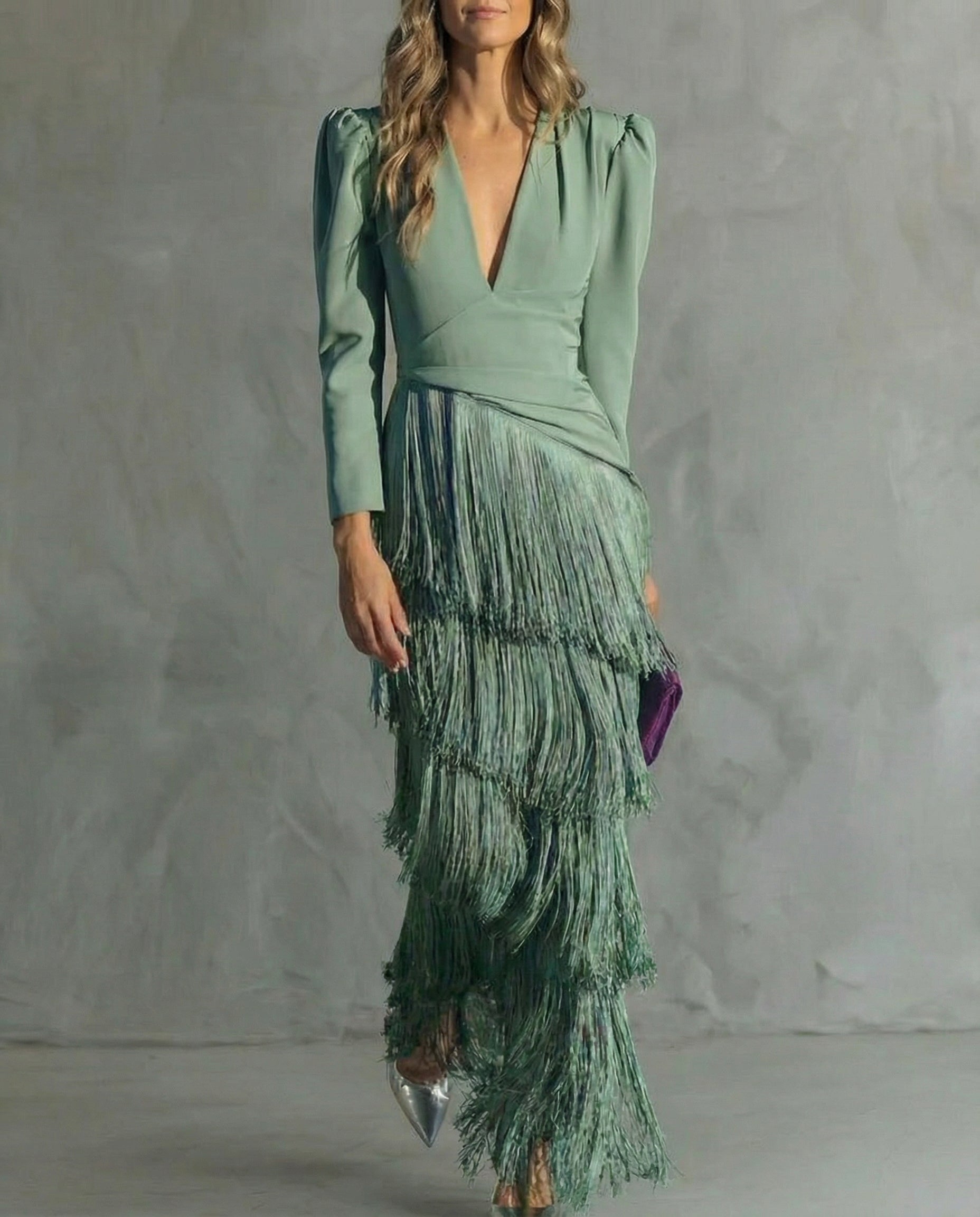Robe Femme Midi Élégante À Franges Coupe Fluide Moderne