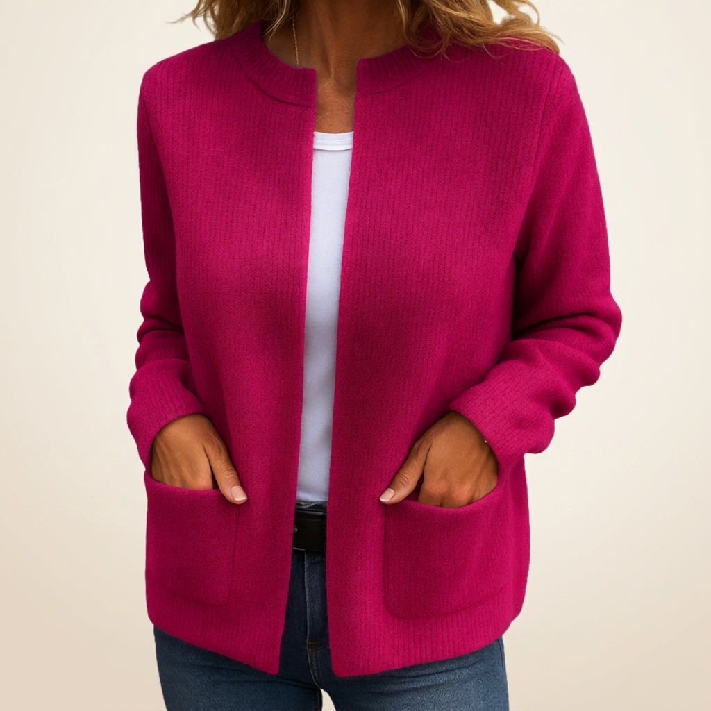 Gilet femme zippé en tricot doux avec poches