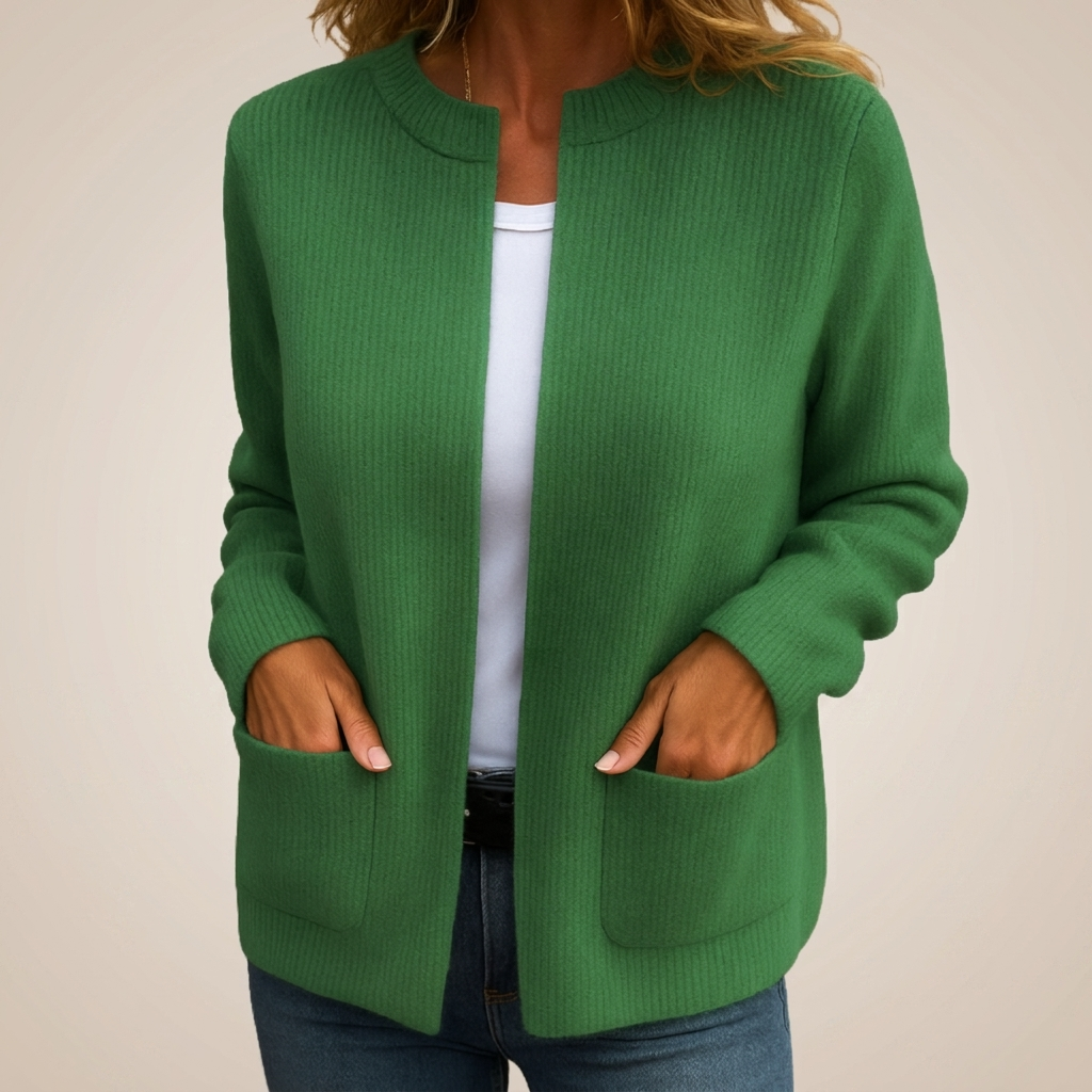 Gilet femme zippé en tricot doux avec poches