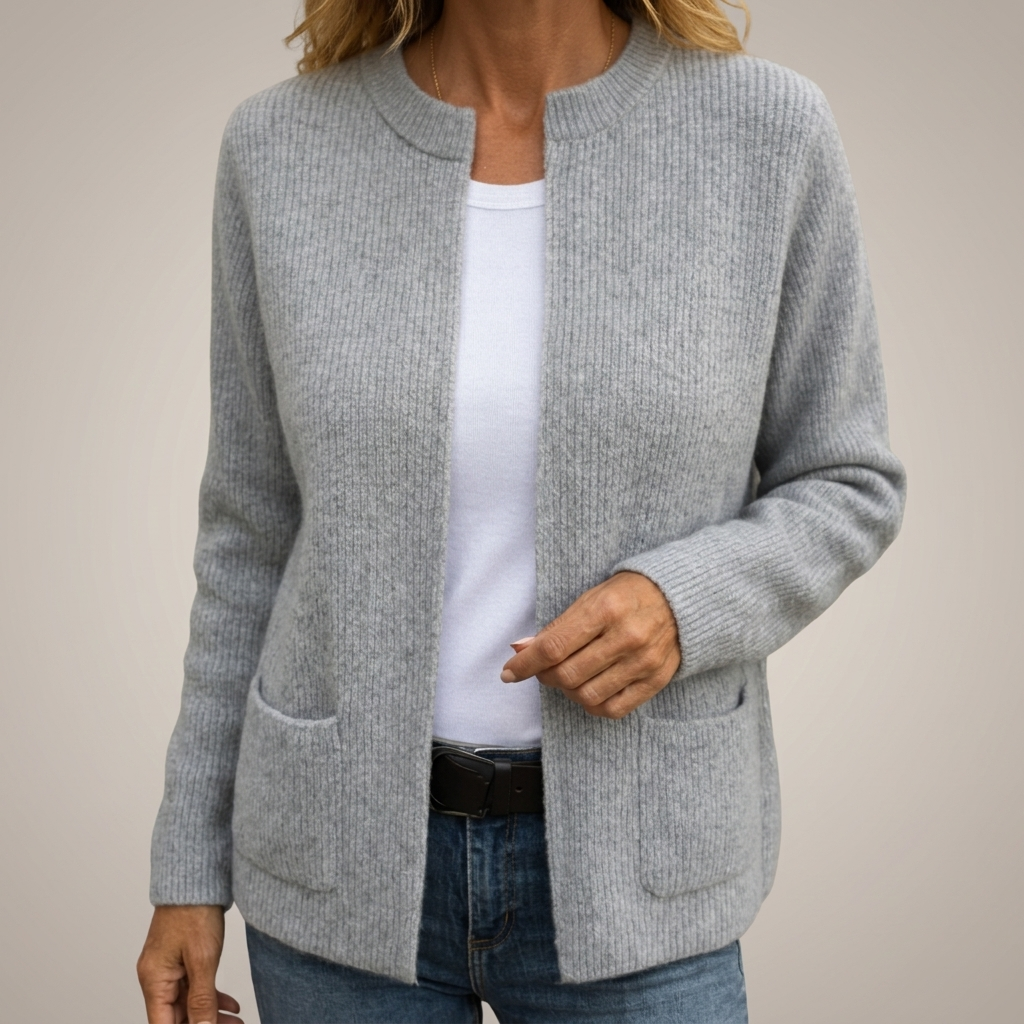Gilet femme zippé en tricot doux avec poches