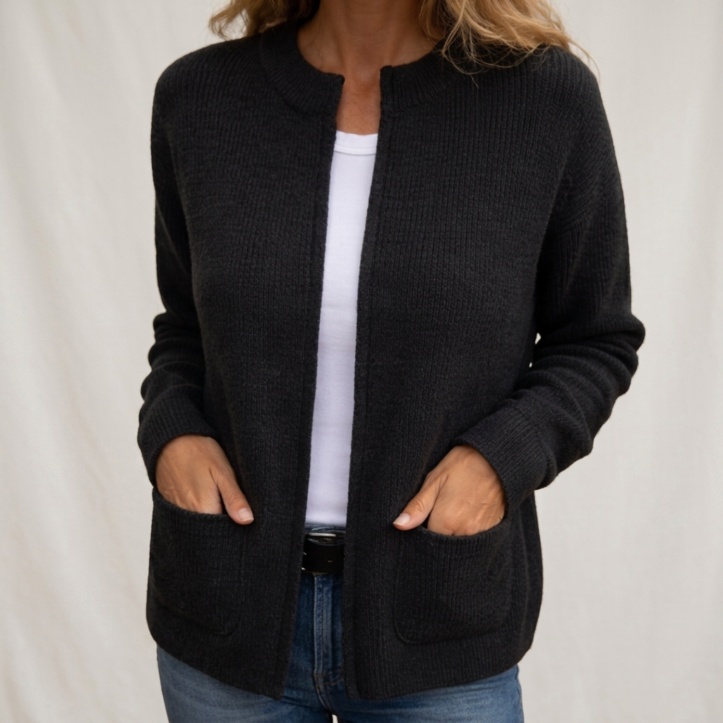Gilet femme zippé en tricot doux avec poches