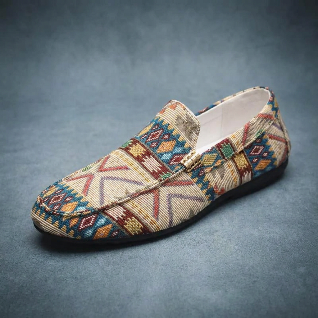 Mocassins homme confort à motif ethnique