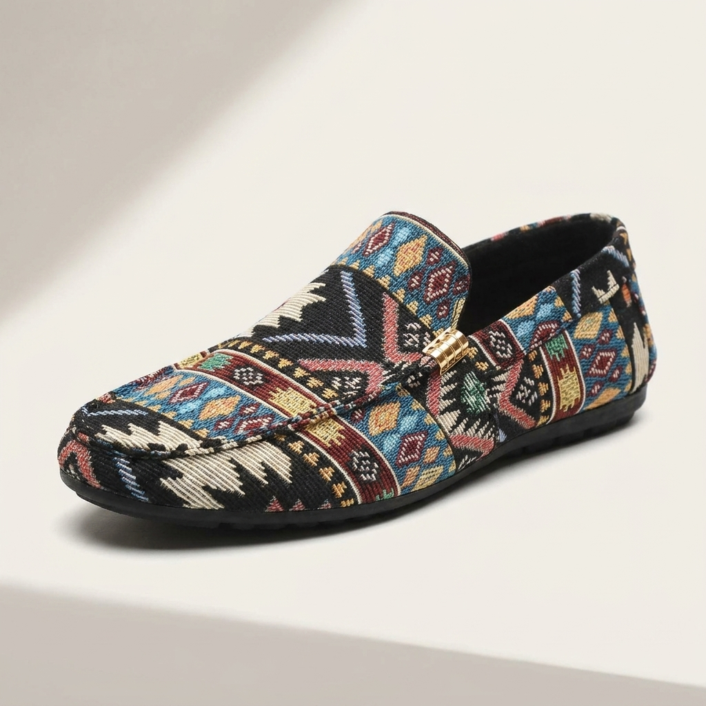 Mocassins homme confort à motif ethnique