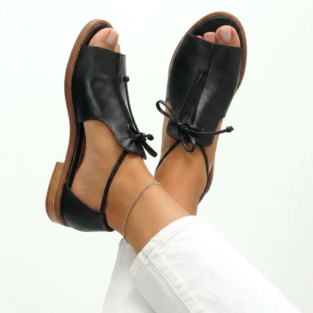 Sandales femme métalliques à lacets ajustables et bout ouvert