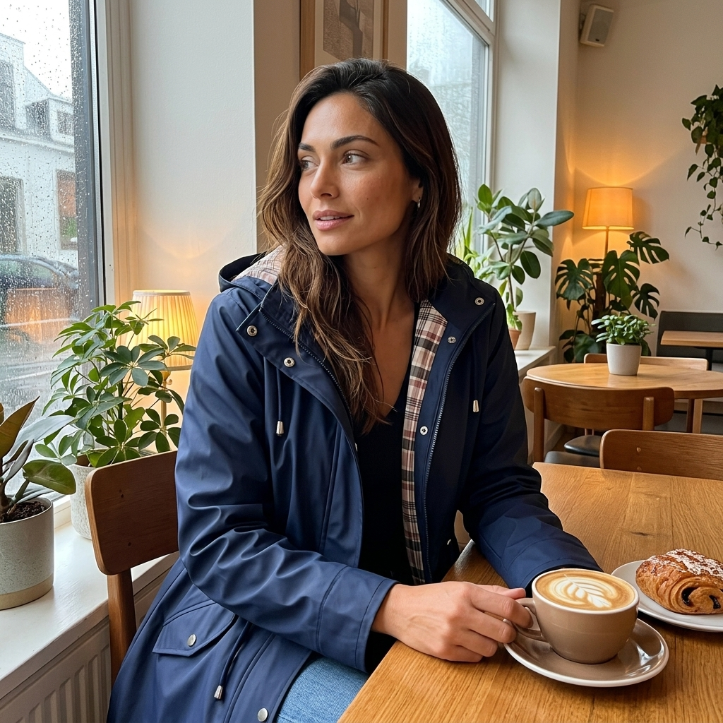 Imperméable femme long à capuche détachable et doublure