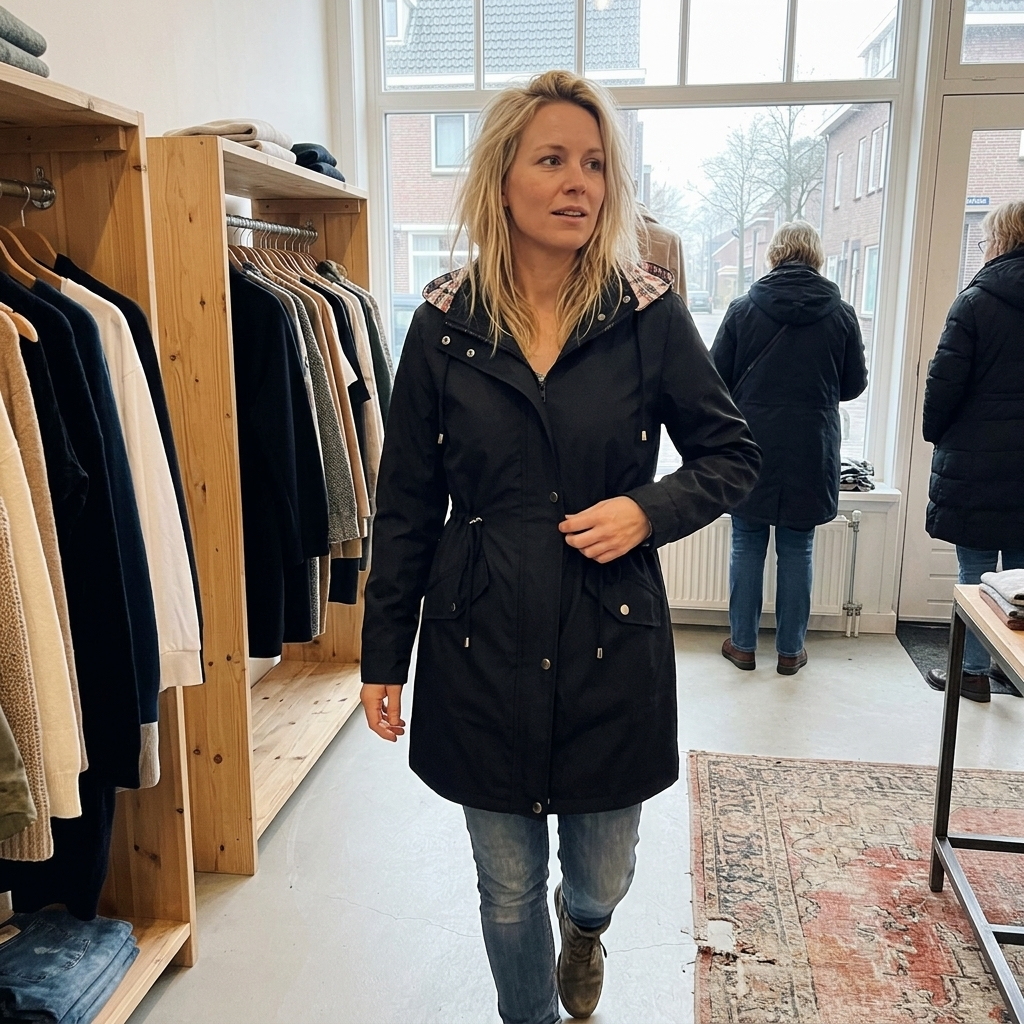 Imperméable femme long à capuche détachable et doublure