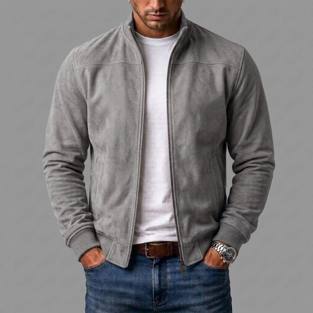 Blouson homme effet daim avec fermeture zippée