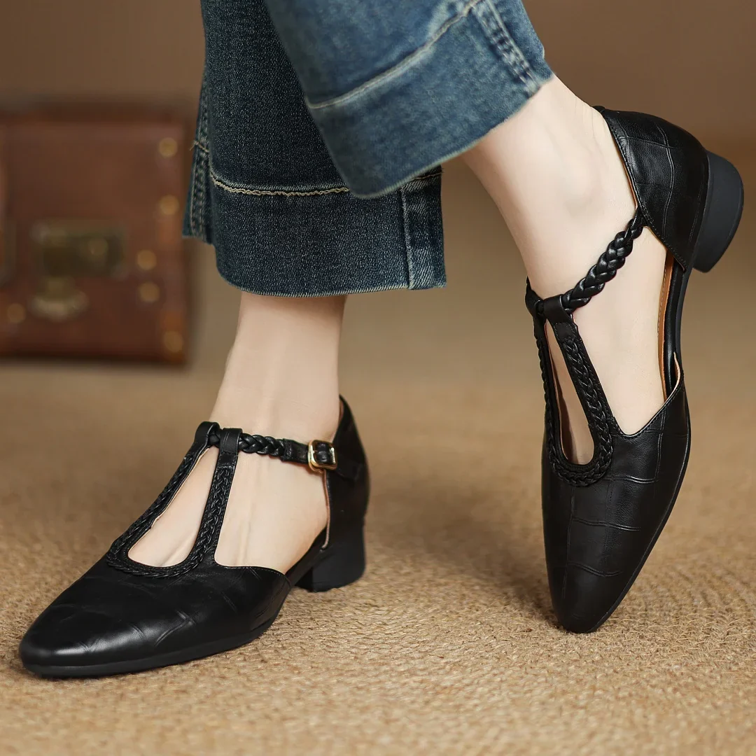 Chaussures Mary Jane femme à bride tressée et finition élégante
