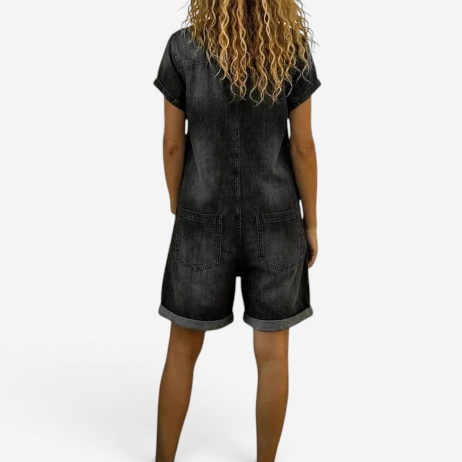 Combinaison Short en Denim Femme Décontractée