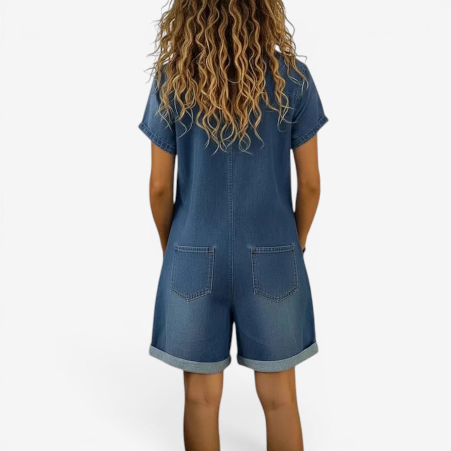 Combinaison Short en Denim Femme Décontractée
