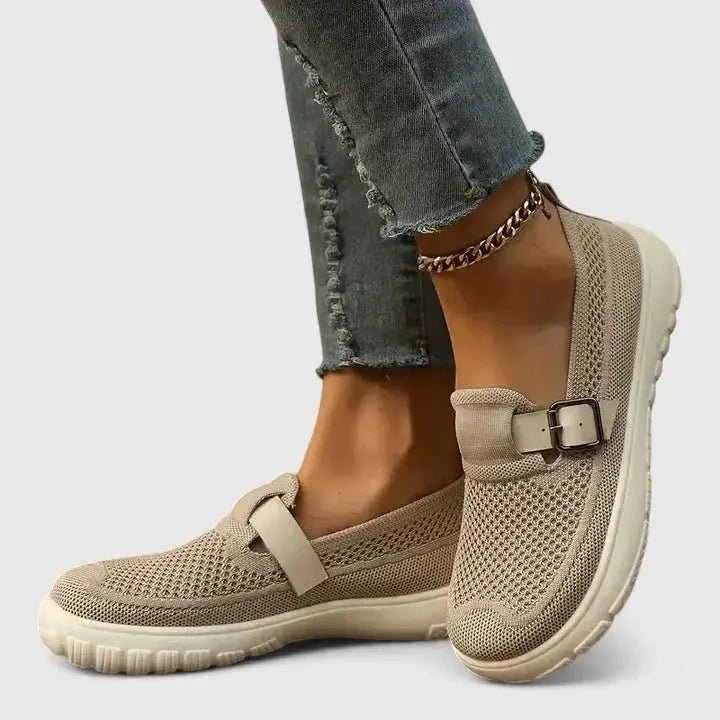 Mocassins femme en maille respirante à bride ajustable