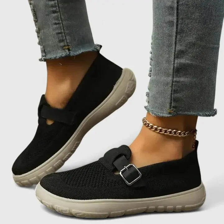 Mocassins femme en maille respirante à bride ajustable