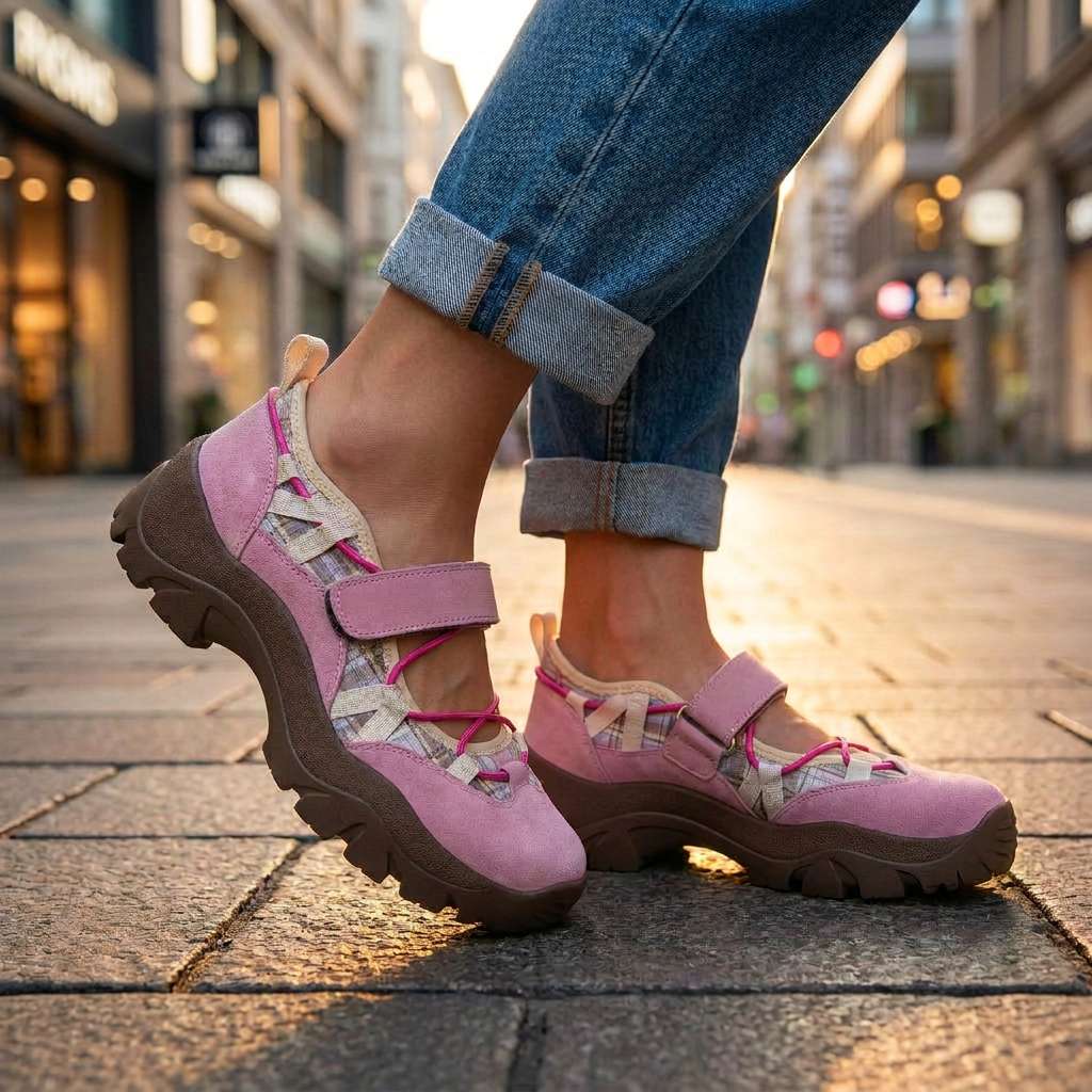Chaussures confort femme à bride réglable et semelle épaisse