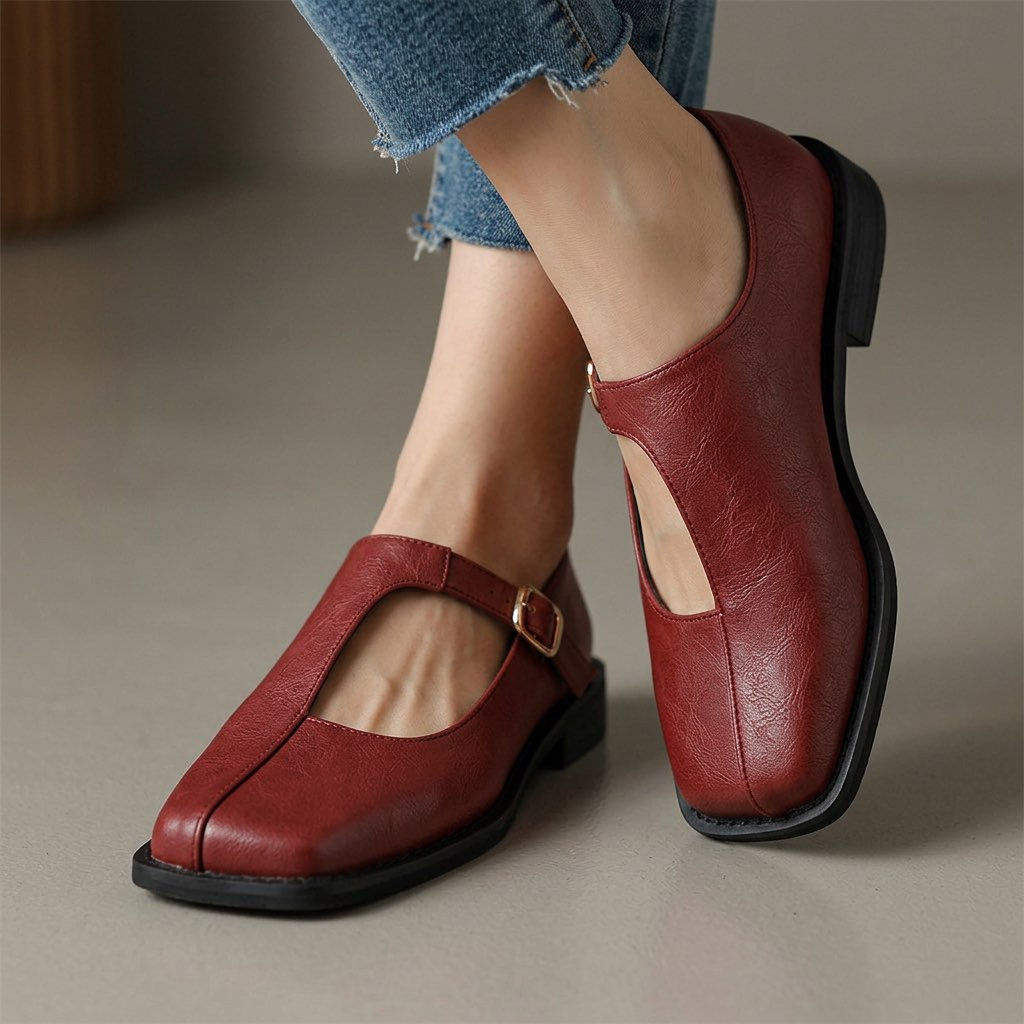 Chaussures Mary Jane femme à bout carré et boucle