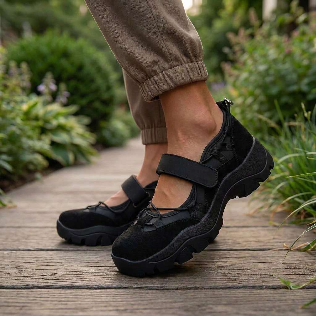 Chaussures confort femme à bride réglable et semelle épaisse