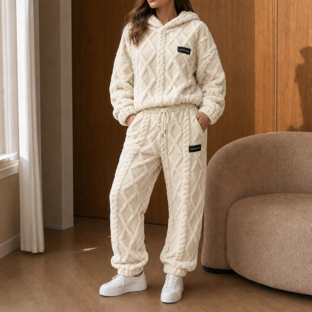 Ensemble cocooning femme en polaire à capuche et pantalon