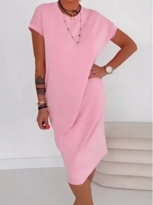 Robe t-shirt femme midi ample avec poches pratiques
