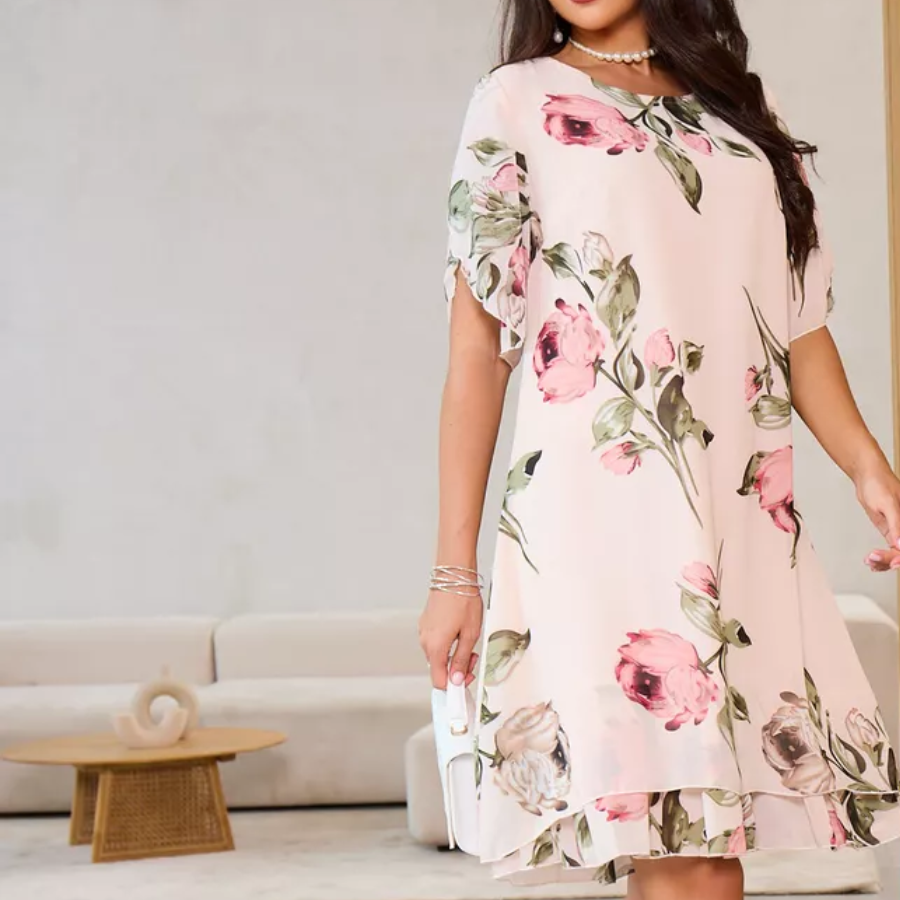 Robe Femme Mousseline Imprimée Coupe A Fluide Élégante Été