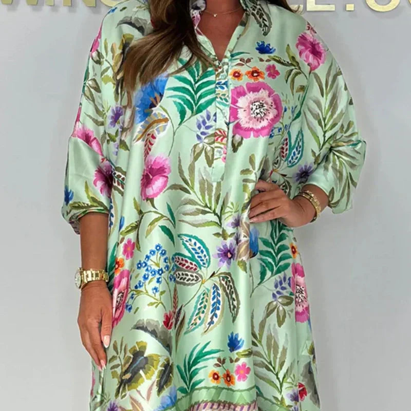 Robe Femme Florale Décontractée Col V Coupe Fluide Été