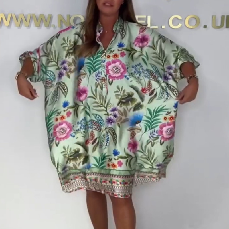Robe Femme Florale Décontractée Col V Coupe Fluide Été