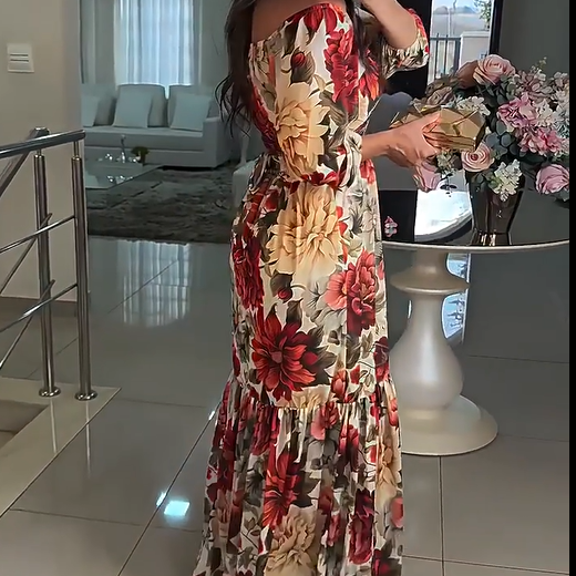 Robe Femme Longue Fleurie Col V Coupe Fluide Élégante Été
