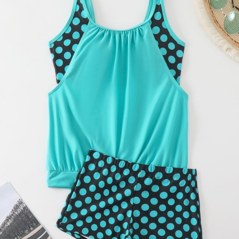 Maillot de Bain Femme 2 Pièces Taille Haute à Pois Style Rétro Été