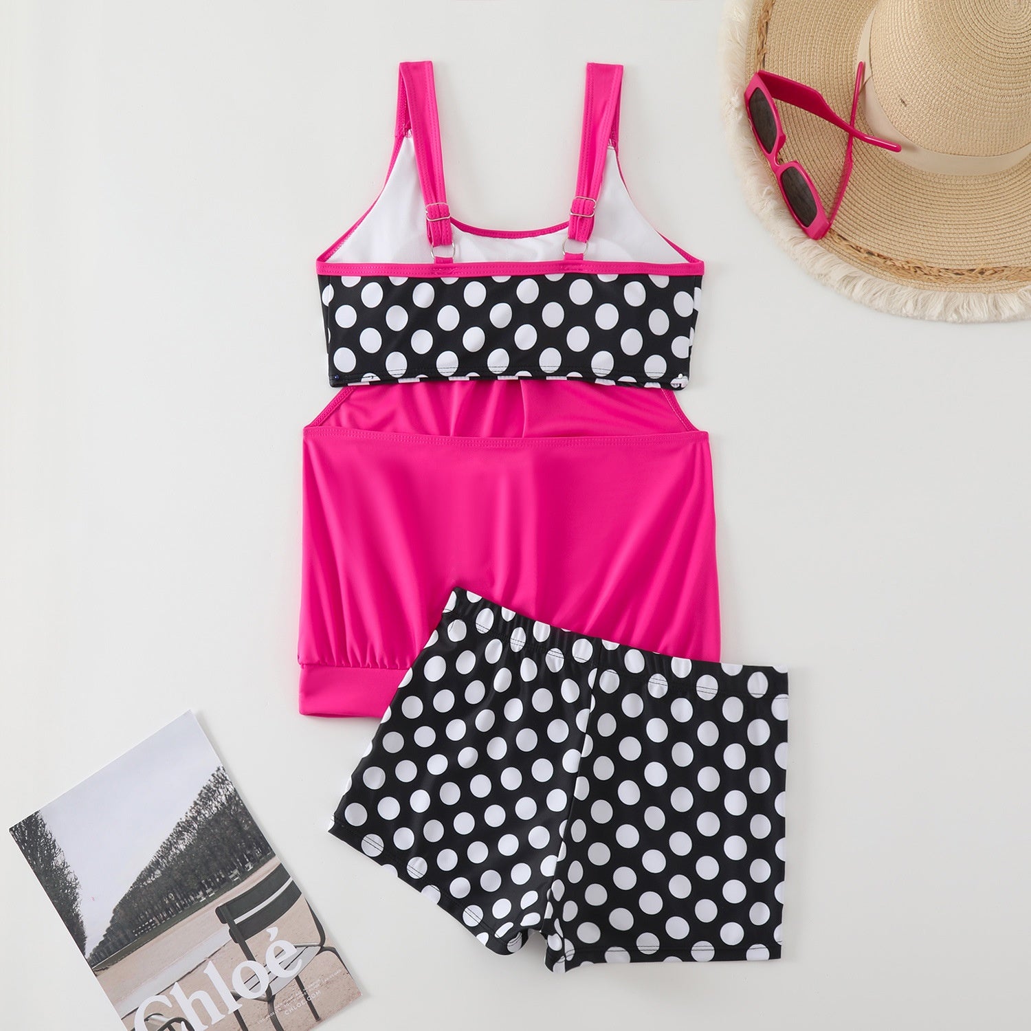 Maillot de Bain Femme 2 Pièces Taille Haute à Pois Style Rétro Été