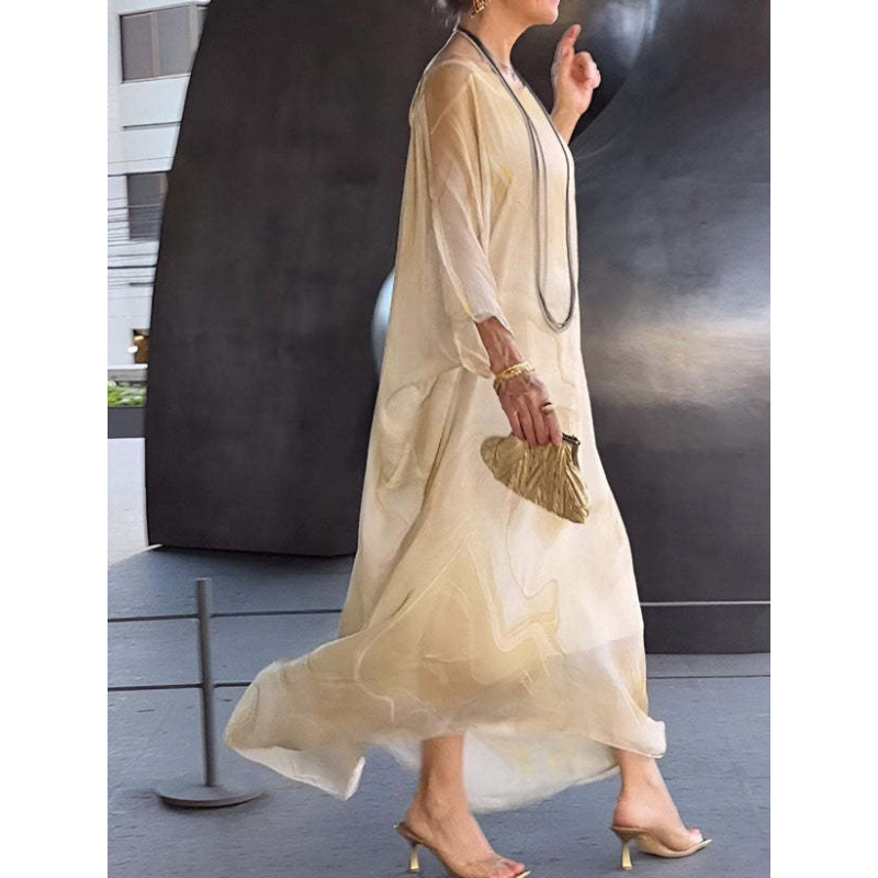 Robe Femme Longue Chiffon Fluide Ample Élégante Été Confort