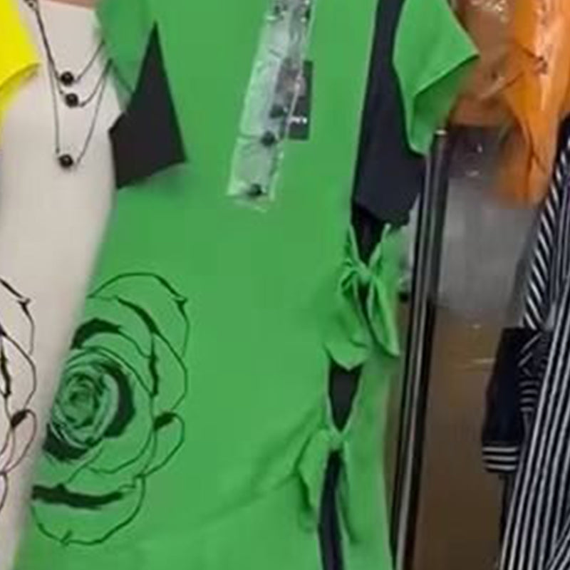 Robe Longue Femme Fluide à Blocs de Couleur Coupe Ample Style Élégant