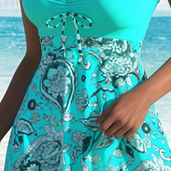 Ensemble Maillot de Bain Femme Robe & Short Intégré Taille Haute Élégant Gainant
