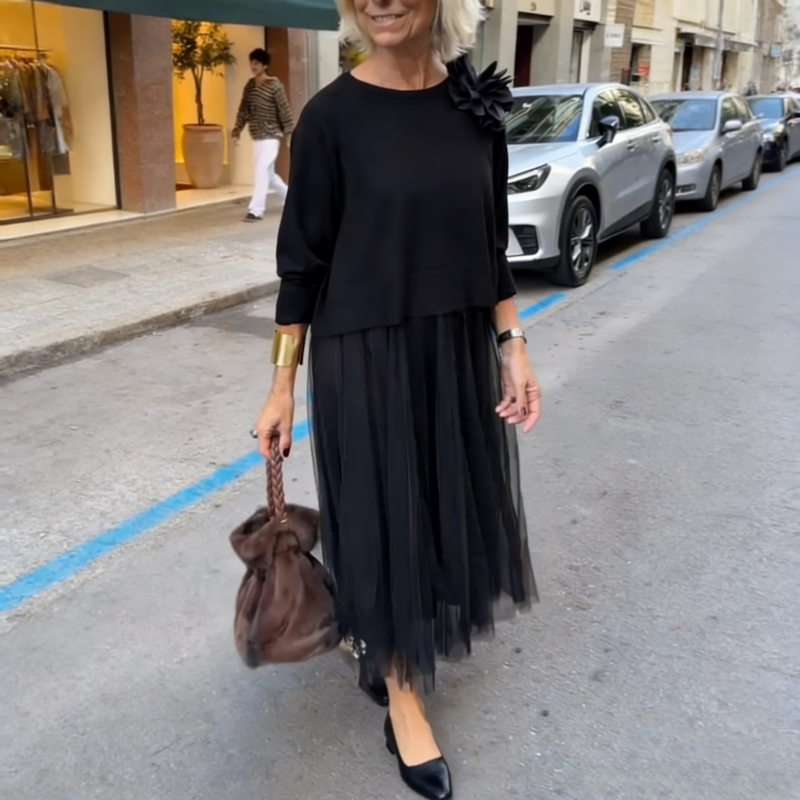 Ensemble femme deux pièces avec robe longue fluide