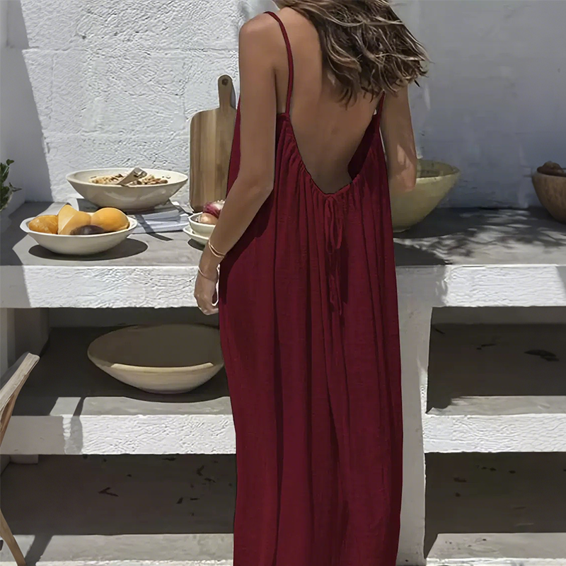 Robe maxi femme dos ouvert à bretelles spaghetti