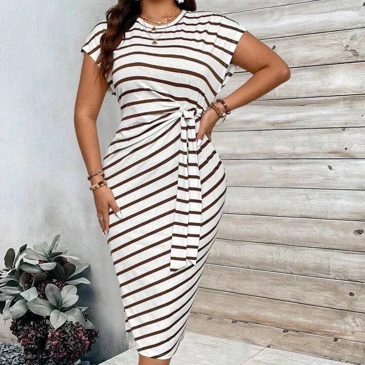 Robe longue femme imprimé léopard avec détail noué à la taille
