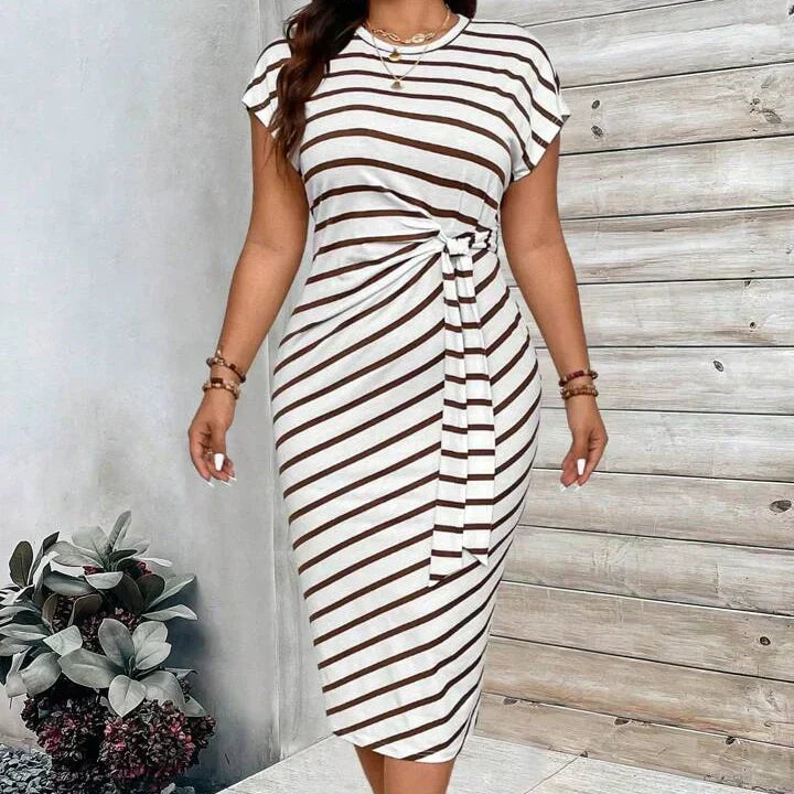 Robe longue femme imprimé léopard avec détail noué à la taille