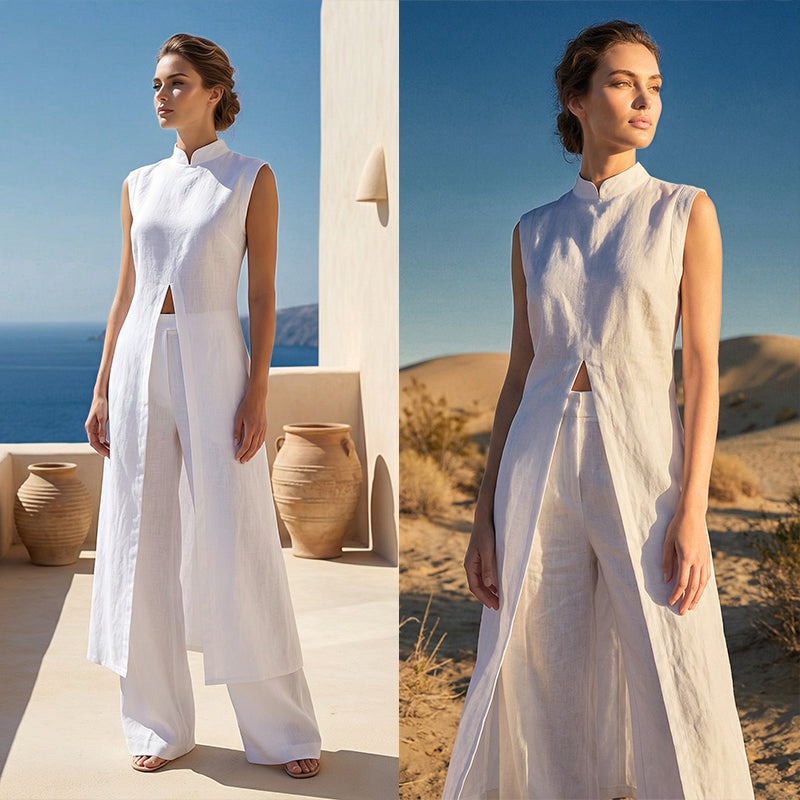 Ensemble Femme Coton Élégant avec Fente Moderne