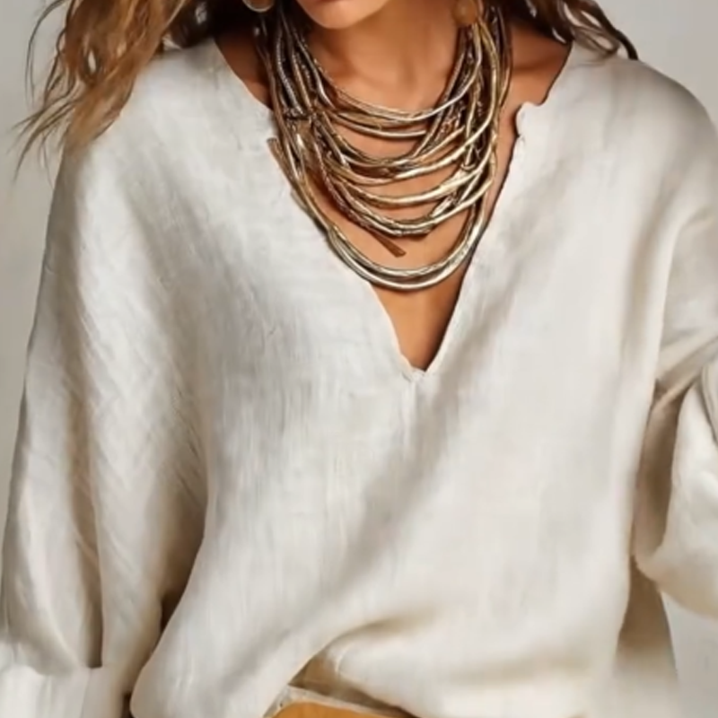 Ensemble deux pièces femme effet lin avec pantalon large