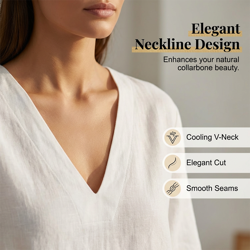 Ensemble Femme Élégant avec Blouse à Col V et Short Fluide