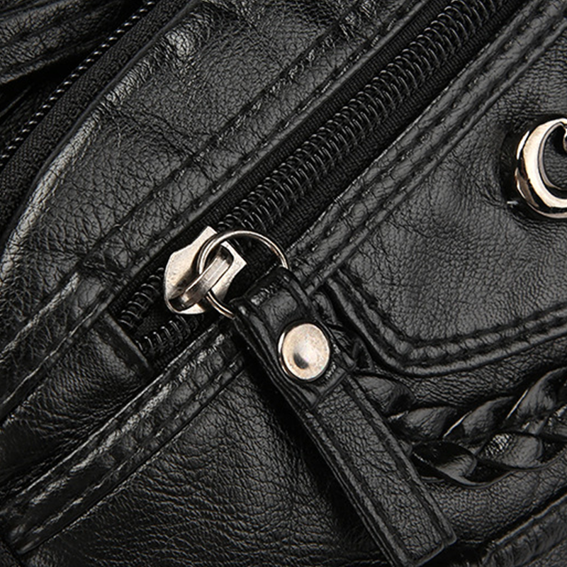 Sac Bandoulière Femme Multipoches en PU Souple Style Quotidien