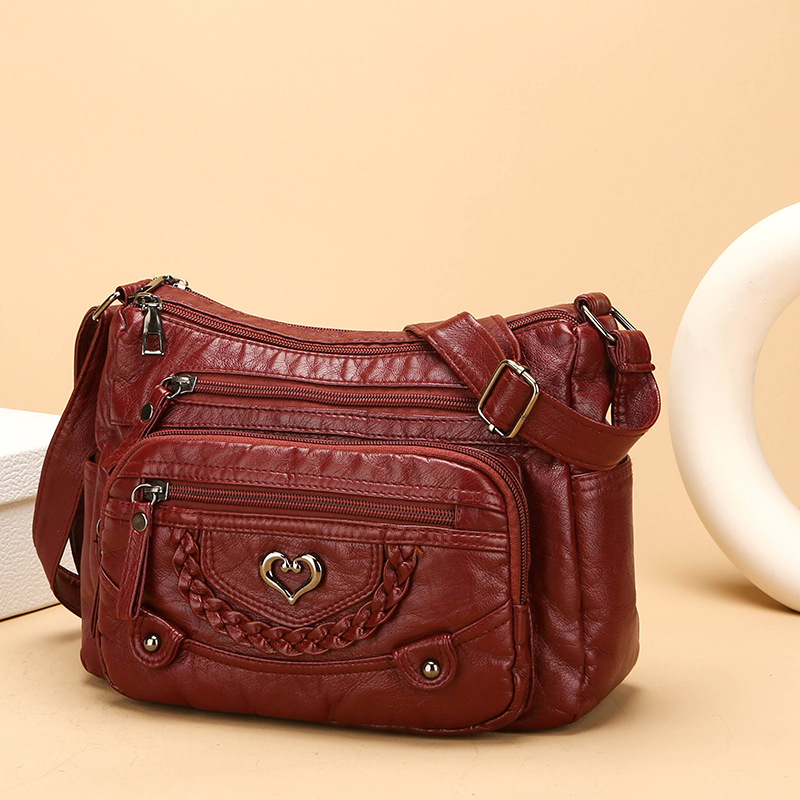 Sac Bandoulière Femme Multipoches en PU Souple Style Quotidien