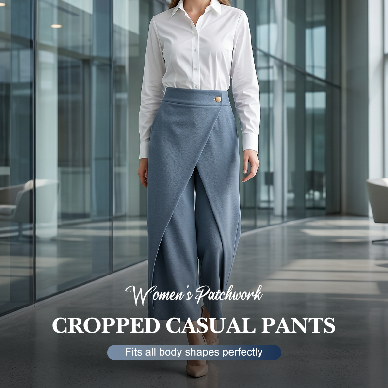 Pantalon jupe femme taille haute effet portefeuille