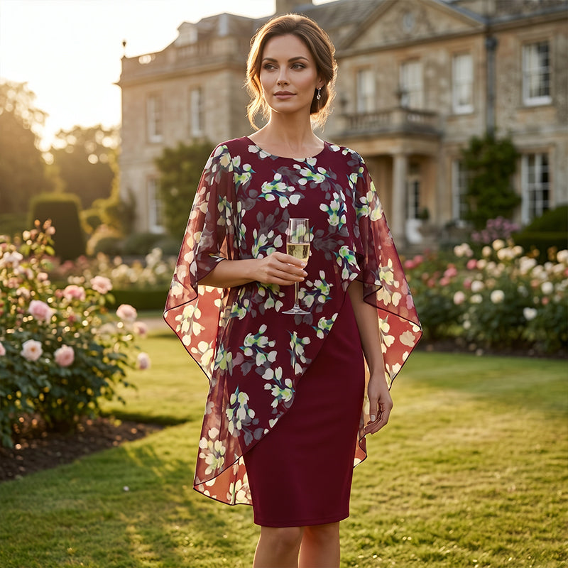 Ensemble robe femme élégant avec voile floral en chiffon