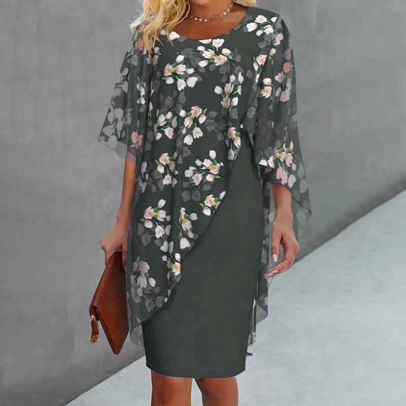 Ensemble robe femme élégant avec voile floral en chiffon