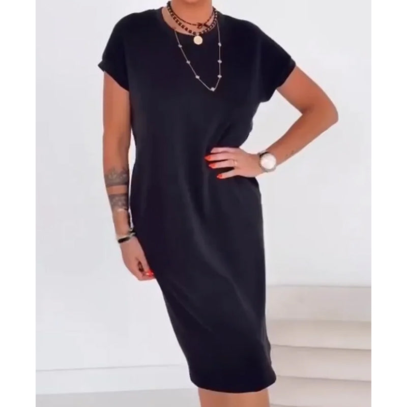 Robe t-shirt femme midi ample avec poches pratiques