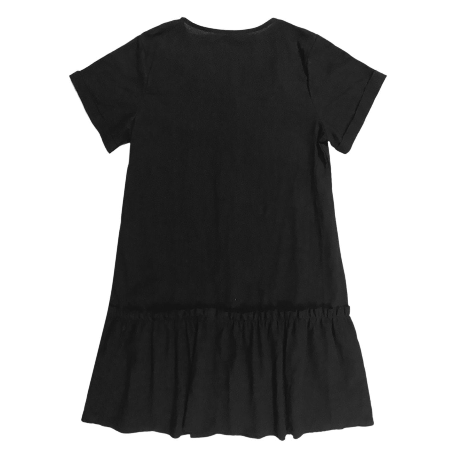 Robe courte femme coton lin à boutons et ourlet volanté