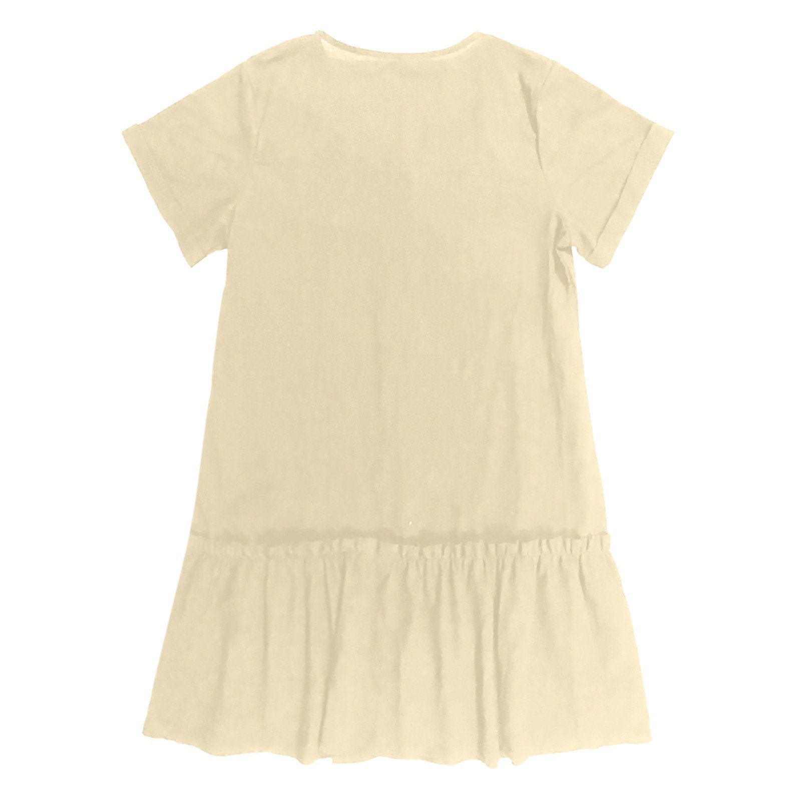 Robe courte femme coton lin à boutons et ourlet volanté