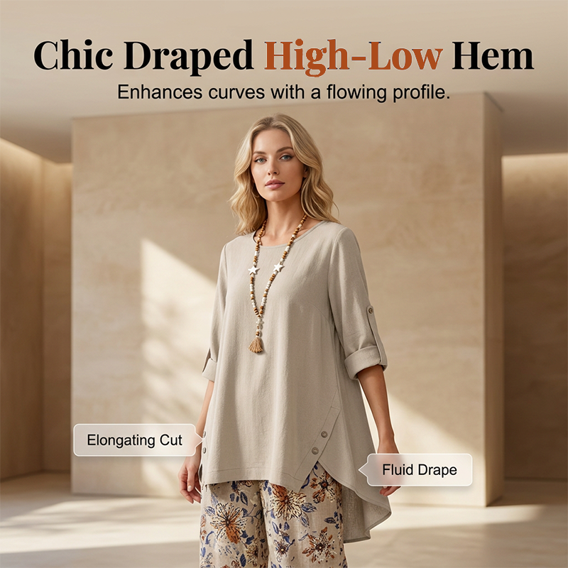 Ensemble deux pièces femme coton lin avec pantalon floral