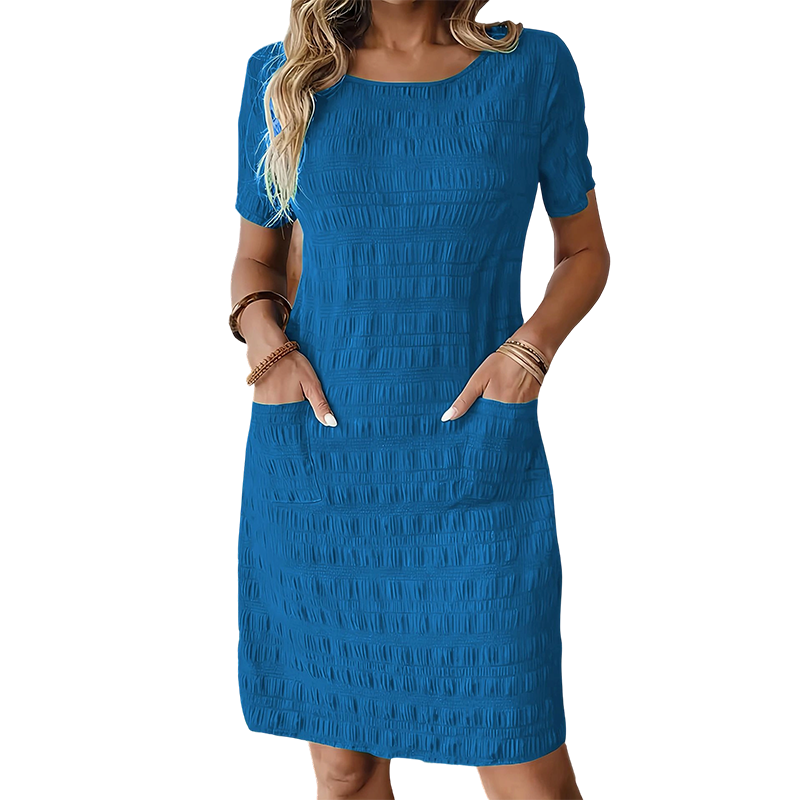 Robe femme texturée à poches et coupe droite confortable