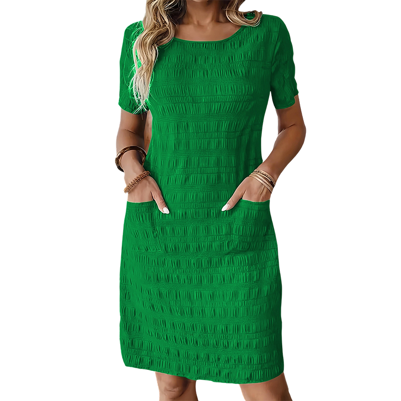 Robe femme texturée à poches et coupe droite confortable
